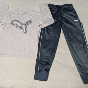 Puma Boys Navy Jogger Sweatpants with White Puma Logo